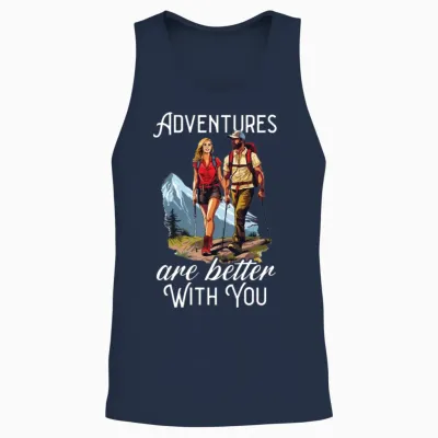 Hiking Couple Hiking Buddy Mountain Climbing Hiker Unisex Tank Top - Navy
