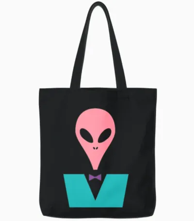 Smart Retro Alien Tote Bags - Black