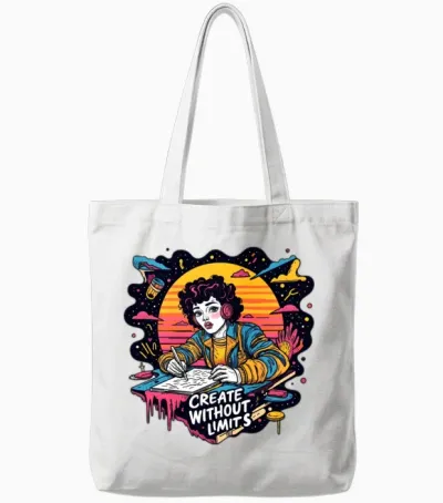 Creative Whit Out Limits, Creative Freedom Tote Bags - White