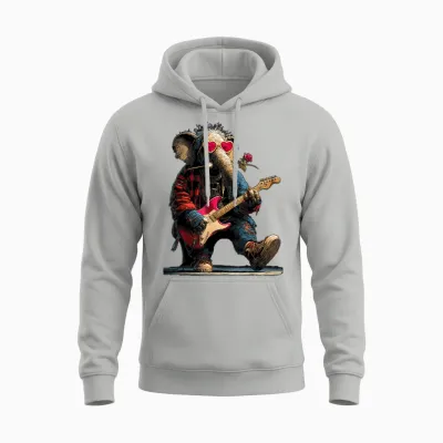 éléphant Jouant De La Guitare Guitariste Animal Saint-Valentin Unisex Hoodie - Ash