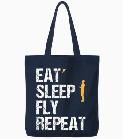 Fly a Kite Quote Kite Flying Gift Tote Bags - Navy