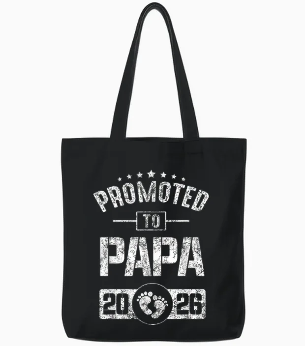 Mens Soon to Be Papa Est.2026 Father's Day First Time Dad Tote Bags in Black