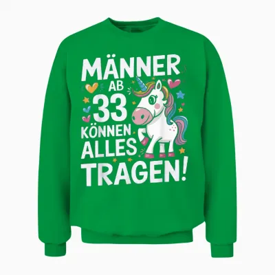 33rd Birthday Man Men from 33 Years Decorative Funny Gift T-Shirt, Black Unisex Sweatshirt - Irish Green