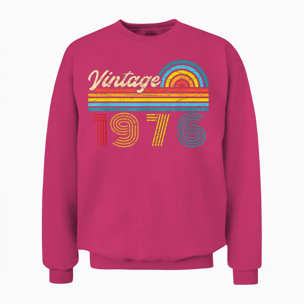Original 1976 Vintage Anniversaire 50 Ans Pour Hommes Femmes Unisex Sweatshirt in Heliconia