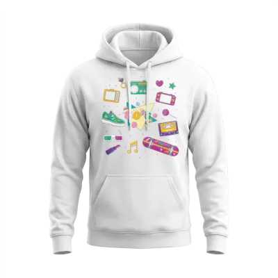 80s Retro Unisex Hoodie - White