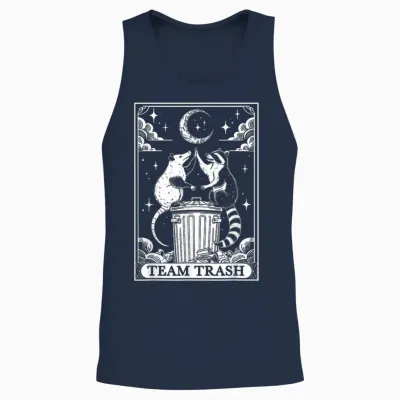 Tarot Card Vintage Team Trash Crescent Moon Opossum Raccoon Unisex Tank Top - Navy