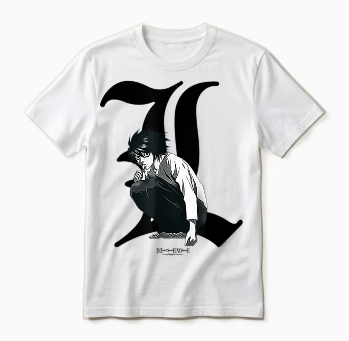 Death Note Old English L Anime Unisex T-Shirt in White
