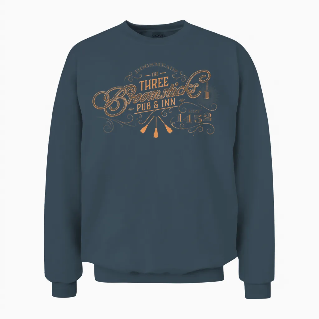 Harry Potter Three Broomsticks T-Shirt, Small, Black Unisex Sweatshirt in Dark Heather