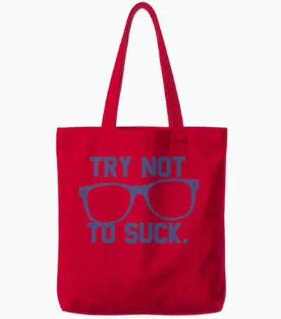 Try Not to Suck Book Movie Reading Tote Bags - Red