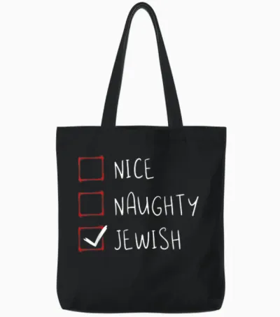 Hanukkah Jewish Festival Jew Menorah Hebrew Naughty Gift Tote Bags - Black