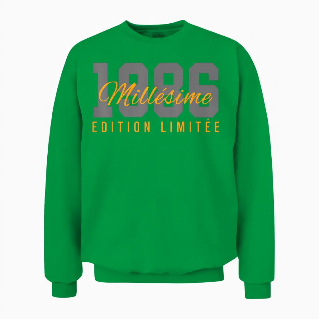 Birthday 40 Years Vintage 86 Gift Vintage 1986 Unisex Sweatshirt in Irish Green