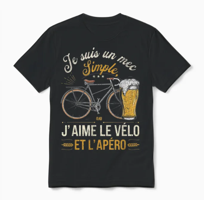 I Am a Simple Guy Like Biking Aperitif Humorous Unisex T-Shirt in Black