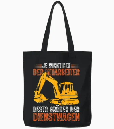 Bagger Lustiges Bauarbeiter Desto Größer Der Dienstwagen Tote Bags - Black