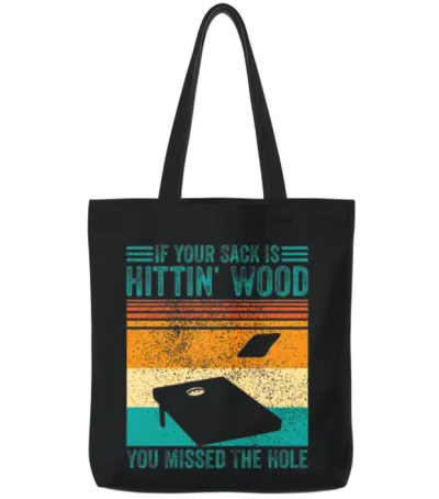 Funny Cornhole Tote Bags - Black