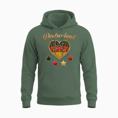 Deutschland Sterne Und Herz Germany Unisex Hoodie - Military Green