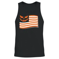 Smiling Jack O'lantern Flag Patriotic Halloween Unisex Tank Top - Black – 2
