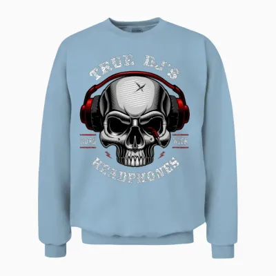 Skull Dj Headphones Unisex Sweatshirt - Light Blue