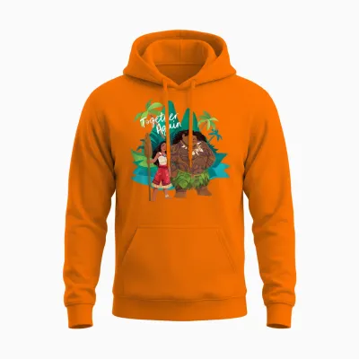 Disney Moana 2 Moana and Maui Together Again T-Shirt, Black, S Unisex Hoodie - Safety Orange