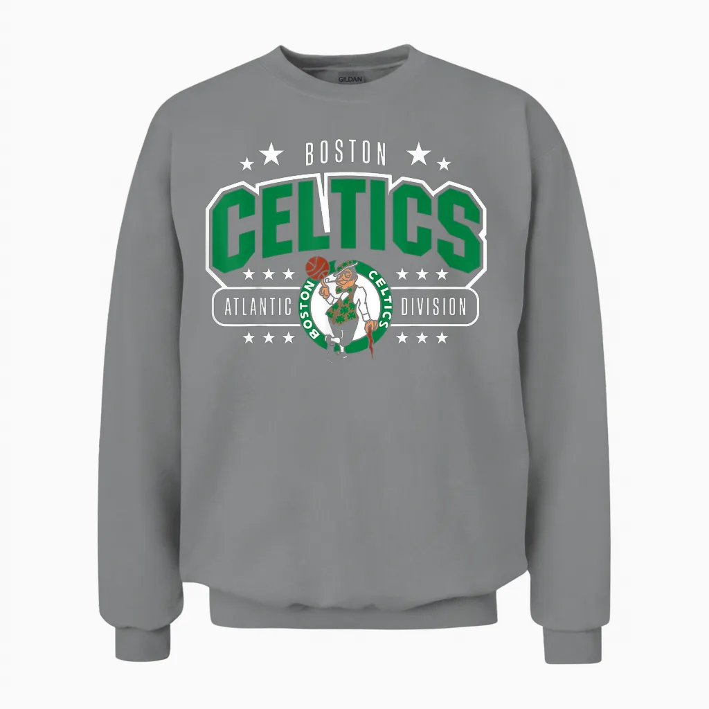 Nba - Boston Celtics Gewölbte Atlantic Division Unisex Sweatshirt in Sport Grey