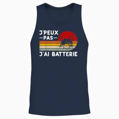 Je Peux Pas Je Ai Batterie Humour Drummer Gift Funny Teacher Unisex Tank Top - Navy