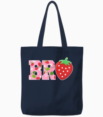 Bro Brother of the Berry Sweet Birthday Strawberry Family Tote Bags - Navy