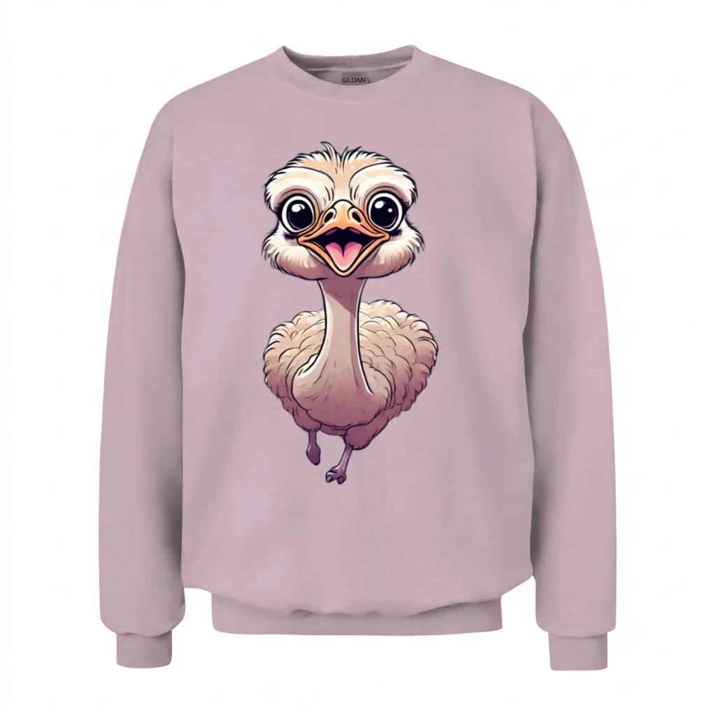Cute Ostrich Run with Smiling Face Unisex Sweatshirt - Light Pink