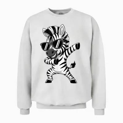 Cute Dabbing Zebra Clothes Kids Toddler Boys Animal Print Unisex Sweatshirt - White