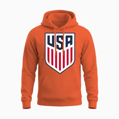 Kids Officially Licensed Us Men's National Team Usmnt Gear, Crest Unisex Hoodie - Orange