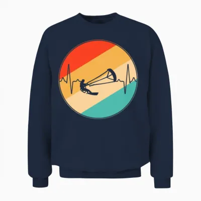 Kitesurfing Retro Heartbeat Unisex Sweatshirt - Navy