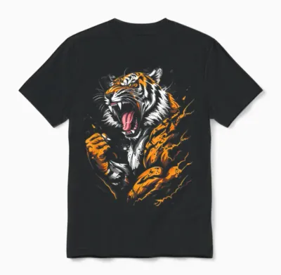 Tigre Musculaire Musculaire Musculation Rugissement Unisex T-Shirt - Black
