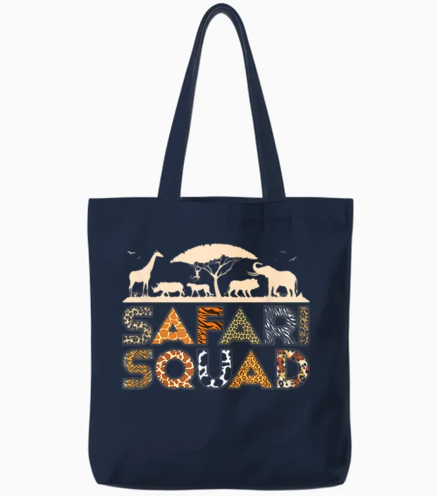Safari Squad African Safari Tote Bags in Navy
