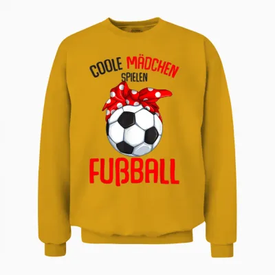 Coole Mädchen Spielen Fußball Fußballerin Kinder Unisex Sweatshirt - Gold