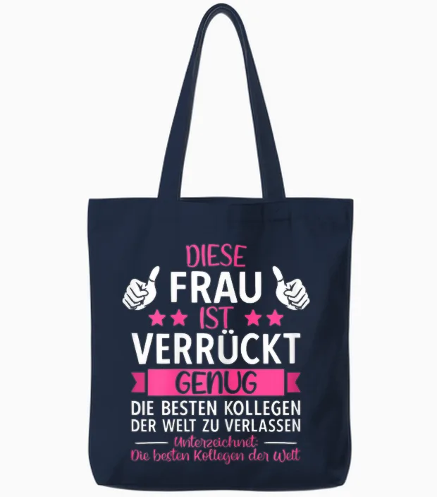 Farewell Colleague Job Change, Retirement, New Job & Retirement T-Shirt, Black Tote Bags in Navy
