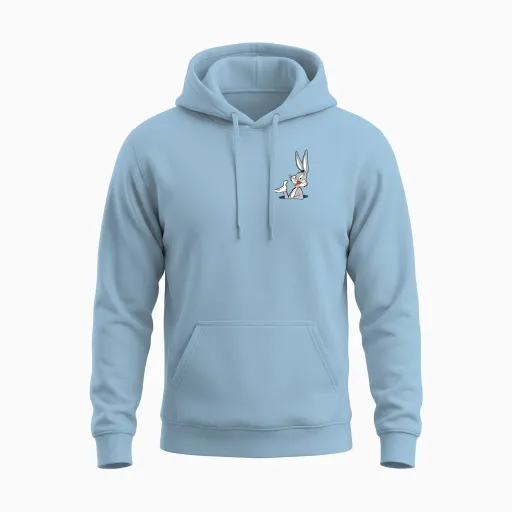 Looney Tunes Bugs Bunny Pocket Unisex Hoodie in Light Blue
