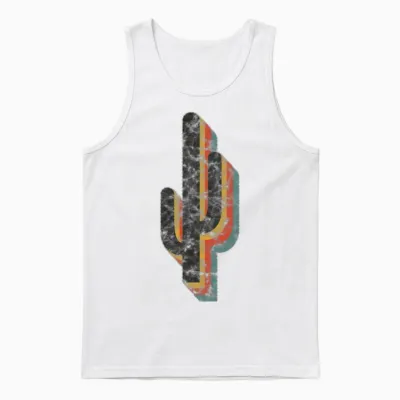 Cactus Retro Vintage Unisex Tank Top - White