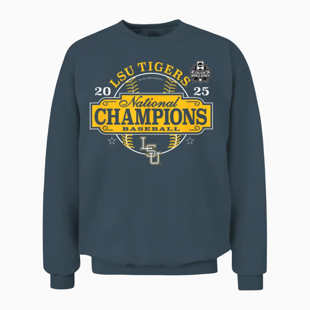 Lsu Tigers Baseball National Champs 2025 Mcws Winner Unisex Sweatshirt in Dark Heather