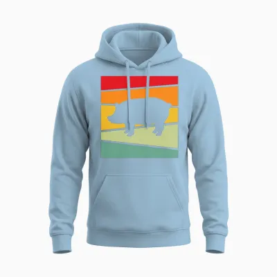 Pig Retro Unisex Hoodie - Light Blue