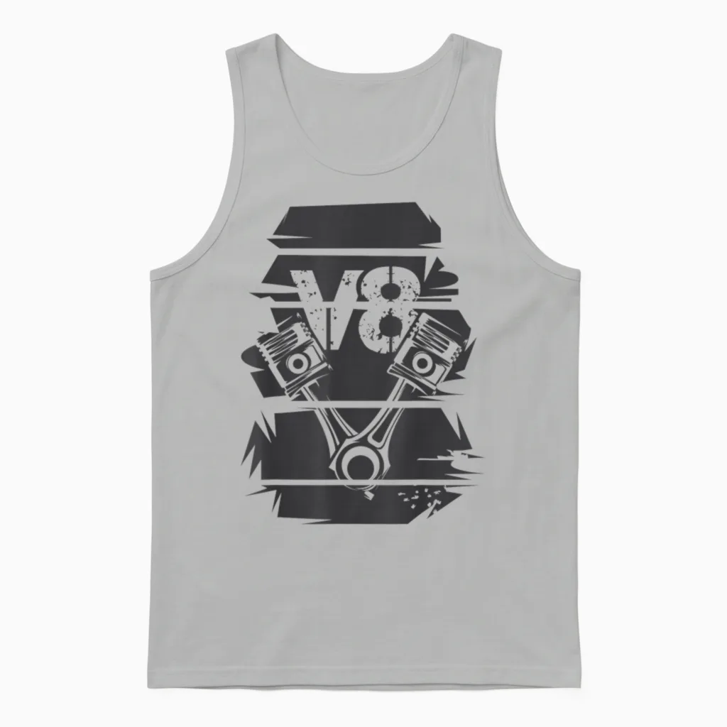 T-Shirt Engine V8 Logo Symbol, Grey, S Unisex Tank Top in Ash
