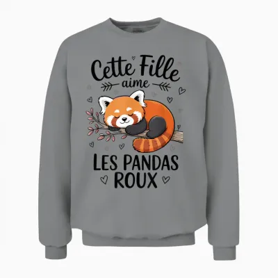 Cute Red Panda Woman Girl Loves Red Pandas Unisex Sweatshirt - Sport Grey