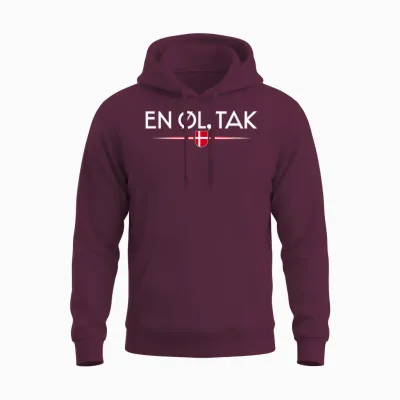 En øl Tak - Denmark T-Shirt, Black Unisex Hoodie - Maroon