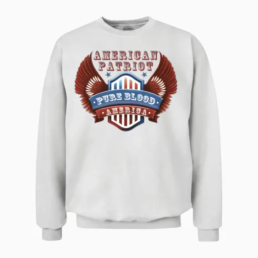 American Patriot Red White Blue Patriotic Apparel Unisex Sweatshirt in White