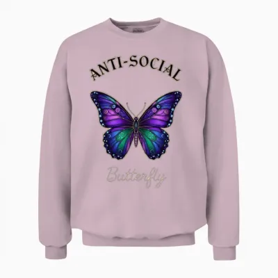 Anti-Social Butterfly: Purple Aesthetic Edition Unisex Sweatshirt - Light Pink