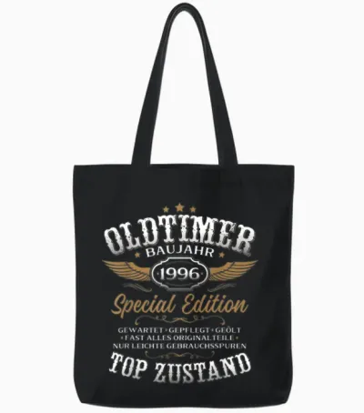 30th Birthday Man Vintage 1996 Vintage Funny Tote Bags - Black
