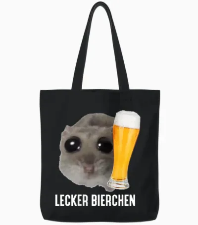 Tasty Beer X Sad Hamster Meme Beer Wheat Beer White Beer T-Shirt, Black Tote Bags - Black