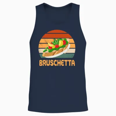 Retro Bruschetta Design Unisex Tank Top - Navy
