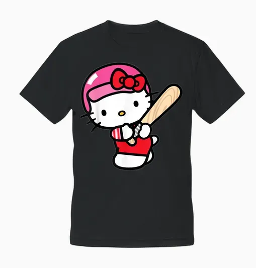 Hello Kitty Baseball Player Unisex T-Shirt - Black