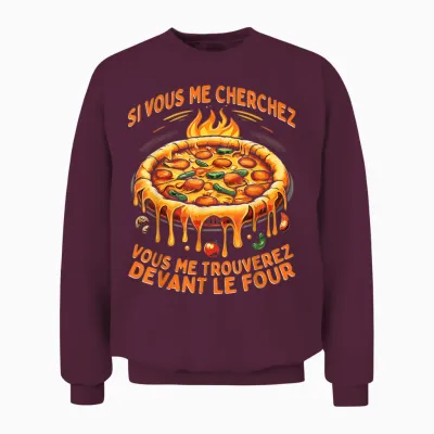 Pizzeria Pizza Eater T-Shirt, Black, S Unisex Sweatshirt - Maroon
