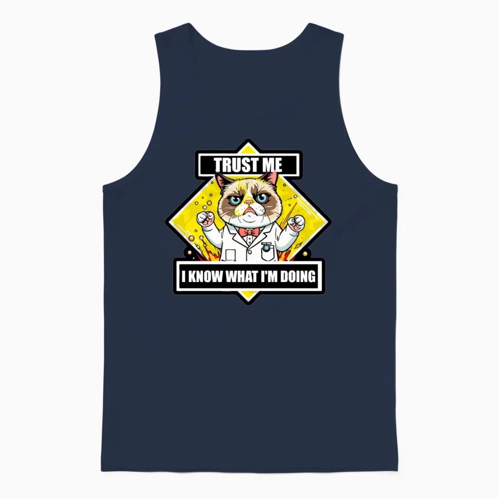 Funny Cat - Lovers Unisex Tank Top in Navy