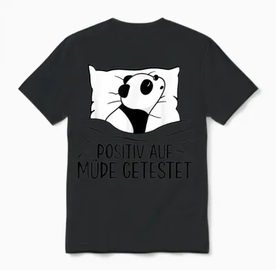 Cute Panda Official Sleep Shirt Pyjamas T-Shirt, White, S Unisex T-Shirt - Black