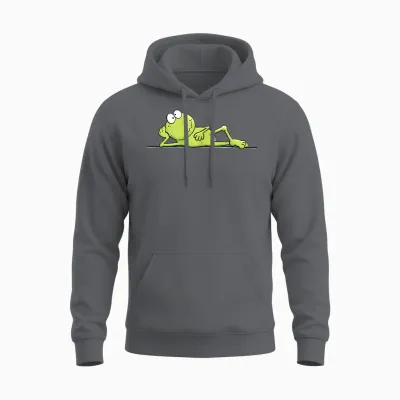 Relax Frosch Handgemaltes Lustiges Frosch Motiv Fun Unisex Hoodie - Charcoal
